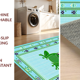 Ultra Soft Area Rug, Non Slip, Stain Resistant, Washable Area Rugs for Living Room, Bedroom, Charming Checkered Animal Motif(Blue)