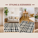 Ultra Soft Area Rug, Non Slip, Stain Resistant, Washable Area Rugs for Living Room, Bedroom, Urban Chic Rug Featuring Graphic Stripe Harmony and Monochrome Dash Artwork(Black)