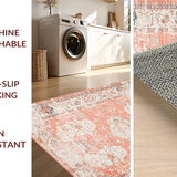 Ultra Soft Area Rug, Non Slip, Stain Resistant, Washable Area Rugs for Living Room, Bedroom, Whimsical Peach Blossom Style(Orange)