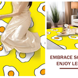 Ultra Soft Area Rug, Non Slip, Stain Resistant, Washable Area Rugs for Living Room, Bedroom, Cute Animated Food Theme(Yellow)