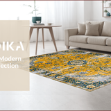 Ultra Soft Area Rug, Non Slip, Stain Resistant, Washable Area Rugs for Living Room, Bedroom, Rustic Earthy Patterned Elegance(Yellow)