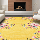 Ultra Soft Area Rug, Non Slip, Stain Resistant, Washable Area Rugs for Living Room, Bedroom, Contemporary Cheerful Flower Layout(Yellow)