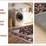Ultra Soft Area Rug, Non Slip, Stain Resistant, Washable Area Rugs for Living Room, Bedroom, Artistic Black and Red Nature Design(Black)