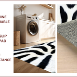 Ultra Soft Area Rug, Non Slip, Stain Resistant, Washable Area Rugs for Living Room, Bedroom, Non-Slip Zebra Print Laundry Mat(Black)