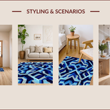 Ultra Soft Area Rug, Non Slip, Stain Resistant, Washable Area Rugs for Living Room, Bedroom, Modern Deep Royal Geometric Living Room Rug(Blue)