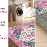 Ultra Soft Area Rug, Non Slip, Stain Resistant, Washable Area Rugs for Living Room, Bedroom, Chic Soft Blue Floral Pattern(White)