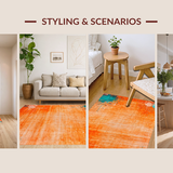 Ultra Soft Area Rug, Non Slip, Stain Resistant, Washable Area Rugs for Living Room, Bedroom, Artful Fluid Design with Vibrancy(Orange)
