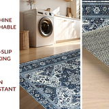 Ultra Soft Area Rug, Non Slip, Stain Resistant, Washable Area Rugs for Living Room, Bedroom, Navy Geometric Boho Elegance(Blue)