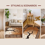 Ultra Soft Area Rug, Non Slip, Stain Resistant, Washable Area Rugs for Living Room, Bedroom, Artistic Whimsical Branch Arrangement(Brown)