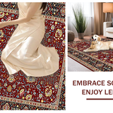 Ultra Soft Area Rug, Non Slip, Stain Resistant, Washable Area Rugs for Living Room, Bedroom, Transitional Warm Palette Leaf Design(Red)
