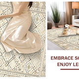 Ultra Soft Area Rug, Non Slip, Stain Resistant, Washable Area Rugs for Living Room, Bedroom, Rustic Warm Toned Geometric Theme(Beige)