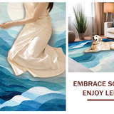 Ultra Soft Area Rug, Non Slip, Stain Resistant, Washable Area Rugs for Living Room, Bedroom, Ombre Stripes, Blue White Patterned, Fluid Art(Blue)