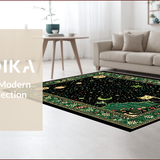 Ultra Soft Area Rug, Non Slip, Stain Resistant, Washable Area Rugs for Living Room, Bedroom, Rustic Zodiac-Inspired Art Design(Black)