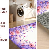 Ultra Soft Area Rug, Non Slip, Stain Resistant, Washable Area Rugs for Living Room, Bedroom, Charming Spring Floral Accents(Purple)