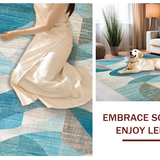 Ultra Soft Area Rug, Non Slip, Stain Resistant, Washable Area Rugs for Living Room, Bedroom, Modern Beach Vibes Area Rug with Graphic Starfish and Rippled Water Motif(Blue)