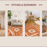 Ultra Soft Area Rug, Non Slip, Stain Resistant, Washable Area Rugs for Living Room, Bedroom, Rustic Orange Geometric Aesthetic(Orange)