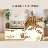 Ultra Soft Area Rug, Non Slip, Stain Resistant, Washable Area Rugs for Living Room, Bedroom, Charming Elephant Giraffe Motif(Brown)