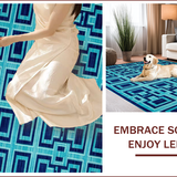Ultra Soft Area Rug, Non Slip, Stain Resistant, Washable Area Rugs for Living Room, Bedroom, Eclectic Deep Royal Geometric Motif(Blue)