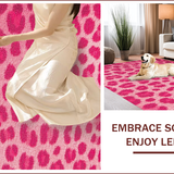 Ultra Soft Area Rug, Non Slip, Stain Resistant, Washable Area Rugs for Living Room, Bedroom, Soft Modern Leopard Print Nursery Rug(Pink)