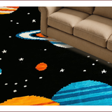 Ultra Soft Area Rug, Non Slip, Stain Resistant, Washable Area Rugs for Living Room, Bedroom, Celestial Multicolor Planetary Display(Black)
