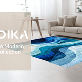 Ultra Soft Area Rug, Non Slip, Stain Resistant, Washable Area Rugs for Living Room, Bedroom, Oceanfoam Wave Rug: Modern Blue Water Design for Living Space(Blue)