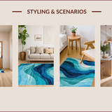 Ultra Soft Area Rug, Non Slip, Stain Resistant, Washable Area Rugs for Living Room, Bedroom, Elegant Textured Modern Aesthetic(Blue)