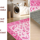 Ultra Soft Area Rug, Non Slip, Stain Resistant, Washable Area Rugs for Living Room, Bedroom, Cute Pastel Geometric Accent(Pink)