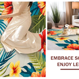 Ultra Soft Area Rug, Non Slip, Stain Resistant, Washable Area Rugs for Living Room, Bedroom, Dynamic Tropical Leaf Pattern(Red)