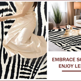 Ultra Soft Area Rug, Non Slip, Stain Resistant, Washable Area Rugs for Living Room, Bedroom, Black and White Cowhide Living Room Animal Mat(Black)
