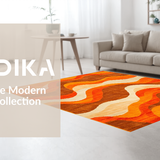 Ultra Soft Area Rug, Non Slip, Stain Resistant, Washable Area Rugs for Living Room, Bedroom, Eclectic Psychedelic Artful Vibe(Orange)