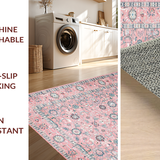 Ultra Soft Area Rug, Non Slip, Stain Resistant, Washable Area Rugs for Living Room, Bedroom, Artful Modern Distressed Composition(Pink)