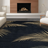 Ultra Soft Area Rug, Non Slip, Stain Resistant, Washable Area Rugs for Living Room, Bedroom, Elegant High-Low Detailed Motif(Black)