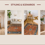 Ultra Soft Area Rug, Non Slip, Stain Resistant, Washable Area Rugs for Living Room, Bedroom, Rustic High-Low Texture Statement(Orange)