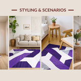 Ultra Soft Area Rug, Non Slip, Stain Resistant, Washable Area Rugs for Living Room, Bedroom, Vibrant Minimalist Artful Design(Purple)