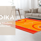 Ultra Soft Area Rug, Non Slip, Stain Resistant, Washable Area Rugs for Living Room, Bedroom, Contemporary Sports Motif Rug(Orange)