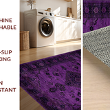Ultra Soft Area Rug, Non Slip, Stain Resistant, Washable Area Rugs for Living Room, Bedroom, Bold Vibrant Floral Composition(Purple)
