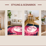 Ultra Soft Area Rug, Non Slip, Stain Resistant, Washable Area Rugs for Living Room, Bedroom, Chic Half-Moon Colorful Motif(Pink)