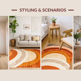 Ultra Soft Area Rug, Non Slip, Stain Resistant, Washable Area Rugs for Living Room, Bedroom, Striking Warm-Toned Geometric Style(Brown)