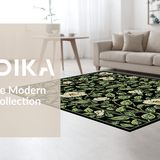 Ultra Soft Area Rug, Non Slip, Stain Resistant, Washable Area Rugs for Living Room, Bedroom, Bold Modern Floral Arrangement(Black)