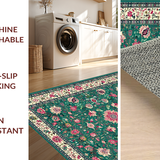 Ultra Soft Area Rug, Non Slip, Stain Resistant, Washable Area Rugs for Living Room, Bedroom, Radiant Vintage Ogee Design(Green)