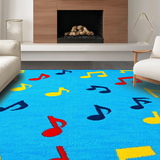 Ultra Soft Area Rug, Non Slip, Stain Resistant, Washable Area Rugs for Living Room, Bedroom, Cheerful Rhythmic Round Design(Blue)