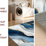Ultra Soft Area Rug, Non Slip, Stain Resistant, Washable Area Rugs for Living Room, Bedroom, Trendy Minimalist Marble Effect(Blue)