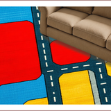 Ultra Soft Area Rug, Non Slip, Stain Resistant, Washable Area Rugs for Living Room, Bedroom, Playful Green Urban Adventure Mat(Red)