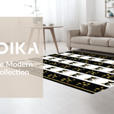 Ultra Soft Area Rug, Non Slip, Stain Resistant, Washable Area Rugs for Living Room, Bedroom, Whimsical Cat Silhouette Accent(Black)
