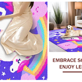 Ultra Soft Area Rug, Non Slip, Stain Resistant, Washable Area Rugs for Living Room, Bedroom, Colorful Fantasy Creature Playground(Purple)