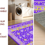 Ultra Soft Area Rug, Non Slip, Stain Resistant, Washable Area Rugs for Living Room, Bedroom, Whimsical Floral Patterned Mat(Purple)