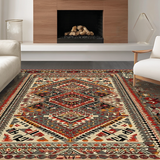 Ultra Soft Area Rug, Non Slip, Stain Resistant, Washable Area Rugs for Living Room, Bedroom, Artisanal Warm Toned Pattern(Red)