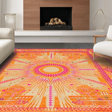 Ultra Soft Area Rug, Non Slip, Stain Resistant, Washable Area Rugs for Living Room, Bedroom, Charming Soft Pastel Circular Art(Orange)