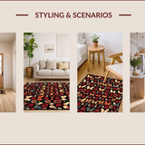 Ultra Soft Area Rug, Non Slip, Stain Resistant, Washable Area Rugs for Living Room, Bedroom, Boho Insect Botanical(Gray)