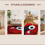 Ultra Soft Area Rug, Non Slip, Stain Resistant, Washable Area Rugs for Living Room, Bedroom, Yin Yang Ba-gua Round(Red)